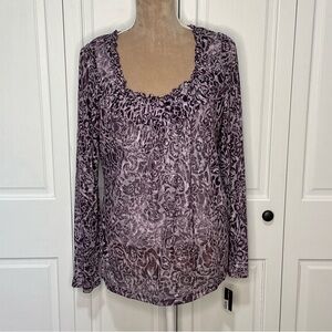 INC International Concepts Sheer Blouse Purple Long Sleeve XL NWT Be Mysterious